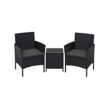Songmics Vrtni namještaj Set za lounge s stolom i 2 stolice Crna