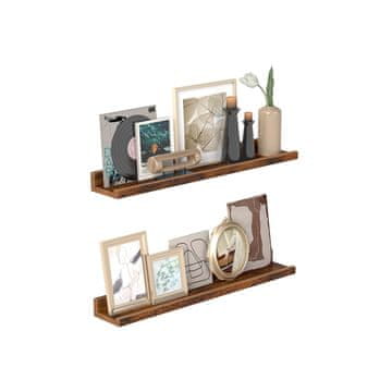 Songmics Set zidnih polica 3 komada 10x60x5 cm smeđa
