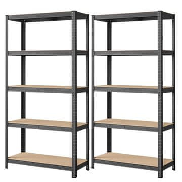 Songmics Set od 2 police za teška opterećenja 40x90x180 cm srebrne boje