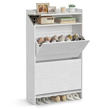 Songmics Ormarić za cipele 2 pretinca 24x60x102.8 cm bijeli