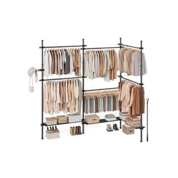 Songmics Stalak za odjeću 3 razine 33.5x240x208 cm Crni
