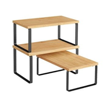 Songmics Set držača začina 3 komada 29.7x19.5x15.8 cm Crna Bež