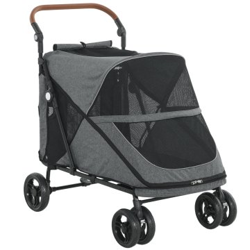 Homestar Sklopiva kolica za pse za velike pse do 30 kg 100x64,5x108 cm siva