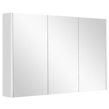 Costway Kupaonski zidni ormarić 90x11x65 cm bijeli s 3 ogledala, 3 vrata, 3 podesive police