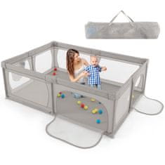 Costway Dječji ogradica za igru 205x147 cm siva s 50 kuglica i 2 vrata