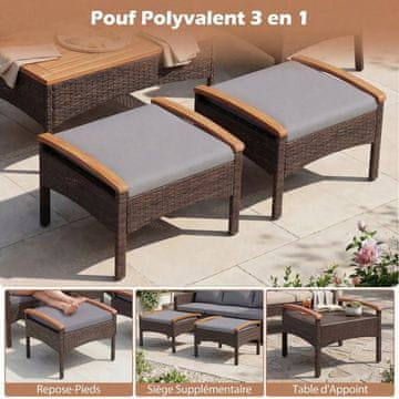 Costway Vrtni set od ratana za vanjsku upotrebu, 5 dijelova, sivi
