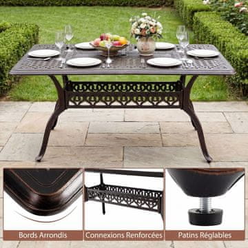 Costway Vrtni stol 150x90x73 cm za 6-8 osoba s otvorom za suncobran, brončani