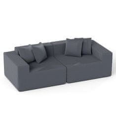 Costway Modularna sofa bez okvira od baršuna 204 cm, siva, dvosjed s 4 jastuka za naslon