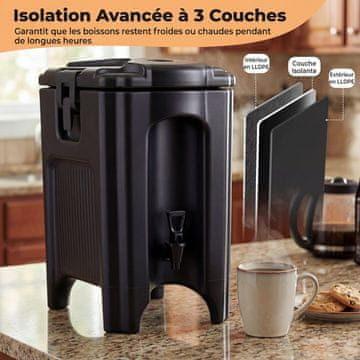 Costway Izolirani dozator za piće 16,5L, crni