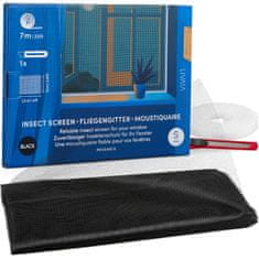 Nikcorp Crni prozorski komarnik 110x130 cm, zaštita od insekata bez bušenja, neinvazivna montaža na čičak traku, UV otporan materijal, za PVC, drvene i aluminijske prozore, lako održavanje