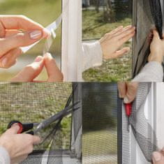 Nikcorp Crni prozorski komarnik 110x130 cm, zaštita od insekata bez bušenja, neinvazivna montaža na čičak traku, UV otporan materijal, za PVC, drvene i aluminijske prozore, lako održavanje
