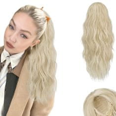 Nikcorp Sofeiyan 45 cm Umjetni Konjski Rep na Vezicu Wavy Curly Plavi Sintetički Valoviti Dodatak za Kosu za Volumen i Brzu Promjenu Frizure, Prirodan Izgled, Udoban za Nošenje