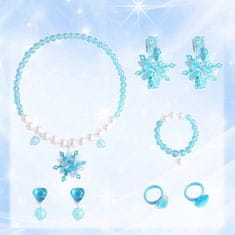Nikcorp Kostim Princeza Elsa za Djevojčice 130 cm Plavi Set 7 kom: Haljina, Kruna, Štapić, Naušnice, Ogrlica, Rukavice, Perika, Mješavina Pamuka i Poliestera, Organza, Čičak Kopčanje, Idealan za Maskenbale i
