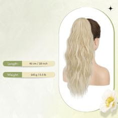 Nikcorp Sofeiyan 45 cm Umjetni Konjski Rep na Vezicu Wavy Curly Plavi Sintetički Valoviti Dodatak za Kosu za Volumen i Brzu Promjenu Frizure, Prirodan Izgled, Udoban za Nošenje