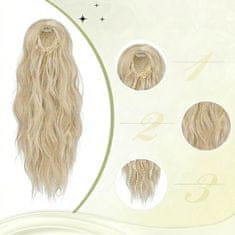 Nikcorp Sofeiyan 45 cm Umjetni Konjski Rep na Vezicu Wavy Curly Plavi Sintetički Valoviti Dodatak za Kosu za Volumen i Brzu Promjenu Frizure, Prirodan Izgled, Udoban za Nošenje
