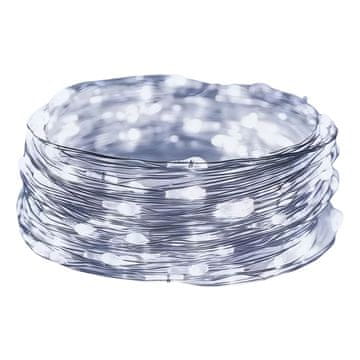 Nikcorp LED girlanda 10m, 100 LED dioda, bakrena žica, bijela, IP65 vodootporna, za unutarnju i vanjsku upotrebu, napajanje na baterije 3xAA, fleksibilna, sigurna, niska potrošnja energije, idealna za