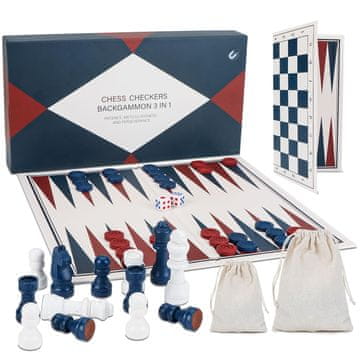Nikcorp Putni set igara 3u1 Šah, Dame, Backgammon 25x25 cm, magnetske figure, plastične ili drvene, idealan za putovanja, djecu i odrasle, razvoj logičkog razmišljanja, set uključuje kocke i vrećice