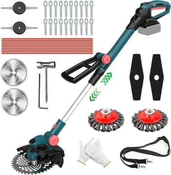 Nikcorp Akumulatorska kosilica za travu 750W bez četkica, 2 u 1, Makita baterije, 95-135 cm podesiva drška, 23 cm radna širina, 5 glava, 2.2 kg