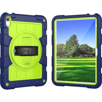 Nikcorp BINGEXIAER Oklopni zaštitni etui za iPad 9.7" 2017/2018, Rotirajuće postolje 360°, Podesivi remen za ruku, Odvojivi remen za rame, Hibridna vojna zaštita PC+Silikon, Zelena/Tamnoplava