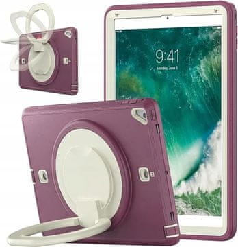 Nikcorp Futrola za iPad 9,7" 2017/2018, zaštitna s okretnim postoljem 360°, podesivim remenom za ruku i rame, tamnocrvena, tvrdi plastika i silikon