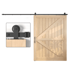 Nikcorp Sustav Kliznih Vrata SANKEYTEW Barn Door Loft Crni, Šina 396 cm, Nosivost 120 kg, Za Vrata do 198 cm Širine, Industrijski Dizajn, Set Okova za Drvena Vrata
