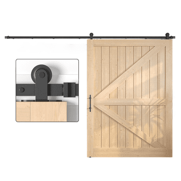 Nikcorp Sustav Kliznih Vrata SANKEYTEW Barn Door Loft Crni, Šina 396 cm, Nosivost 120 kg, Za Vrata do 198 cm Širine, Industrijski Dizajn, Set Okova za Drvena Vrata