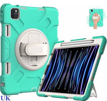 Nikcorp Futrola za iPad Mini 6 8,3" s postoljem, remenom preko ramena i držačem za olovku, troslojna zaštita od pada, mentol, idealna za djecu i profesionalce