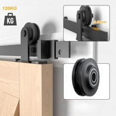 Nikcorp Sustav Kliznih Vrata SANKEYTEW Barn Door Loft Crni, Šina 396 cm, Nosivost 120 kg, Za Vrata do 198 cm Širine, Industrijski Dizajn, Set Okova za Drvena Vrata