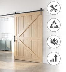 Nikcorp SANKEYTEW Klizni Sustav Vrata Barn Door Loft, Crna Šina 335 cm, Ugljični Čelik, Maks. Opterećenje 120 kg, Tihe Najlonske Rolice, Set za Montažu, Idealan za Dnevne Sobe i Spavaće Sobe