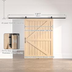 Nikcorp Sustav Kliznih Vrata SANKEYTEW Barn Door Loft Crni, Šina 396 cm, Nosivost 120 kg, Za Vrata do 198 cm Širine, Industrijski Dizajn, Set Okova za Drvena Vrata