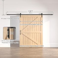 Nikcorp SANKEYTEW Klizni Sustav Vrata Barn Door Loft Crna Šina Set 396 cm, Ugljični Čelik, Maksimalno Opterećenje 120 kg, Debljina Vrata 4 cm, Tihe Najlonske Rolice, Jednostavna Montaža, Moderan Dizajn