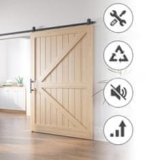Nikcorp Sustav Kliznih Vrata SANKEYTEW Barn Door Loft Crni, Šina 396 cm, Nosivost 120 kg, Za Vrata do 198 cm Širine, Industrijski Dizajn, Set Okova za Drvena Vrata