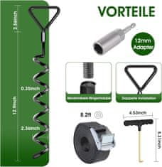 Nikcorp Set 4 crnih sidara za trampolin, univerzalni proizvod, 40 cm, kaljeni metal s antikorozivnim premazom, uključeni remeni i adapter za bušilicu, za trampolin, šatore, ljuljačke, vrtne kućice