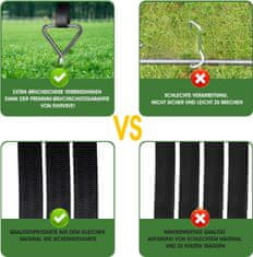 Nikcorp Kotva za trampolinu set 4 komada s remenima 2,5m, metalna 9mm debljine, vijčana montaža, za vrtne ljuljačke, šatore, paviljone, svestrana, izdržljiva, uključuje adapter i T-kuku