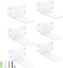 Nikcorp Set od 6 Metalnih Nosača Polica 10 cm, Nosivost do 75 kg, Izdržljivo Željezo, Mat Bijeli Premaz, Svestrana Upotreba, Skriveno Pričvršćivanje, Uključeni Vijci i Libela