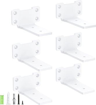 Nikcorp Set od 6 Metalnih Nosača Polica 10 cm, Nosivost do 75 kg, Izdržljivo Željezo, Mat Bijeli Premaz, Svestrana Upotreba, Skriveno Pričvršćivanje, Uključeni Vijci i Libela