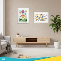 Nikcorp Okvir za dječje crteže A3, otvarajući zidni, 34x46 cm, bijeli, MDF, akrilno staklo, magnetsko zatvaranje, 50-200 listova, set za montažu s čavlima i ljepilom