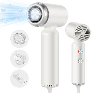 Nikcorp Profesionalna ionska sušilica za kosu 1300W, 110000 o/min, 23 m/s, 278g, 18.5x10.5x5.3 cm, 200 milijuna iona, NTC termostat, 2 brzine, 3 temp, difuzor, koncentrator, bijela