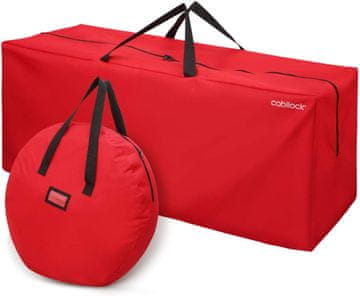 Nikcorp Set torbi za božićno drvce i vijenac, 2 komada, crveni, Oxford tkanina, patentni zatvarači, ručke za nošenje, zaštita od prašine i vlage, dimenzije drvca 135x35x54 cm, dimenzije vijenca 65x65x15 cm