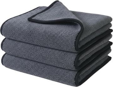 Nikcorp Set 3 krpe od mikrovlakana 1100 GSM, 40x40 cm, ultra upijajuće, debele, za njegu automobila i kućanstvo, sigurne za lak, perive u perilici, izdržljive, ojačani šavovi