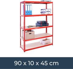 Nikcorp Dodatna polica G-Rack 90x45 cm crvena, čelična konstrukcija, MDF ploča, nosivost 265 kg, montaža bez vijaka, sistem na utiskivanje, kompatibilna sa G-Rack regalima, za garažu i radionicu