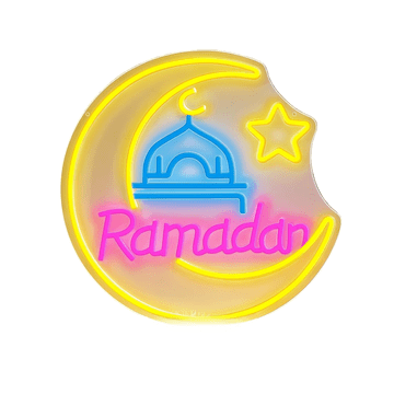 Nikcorp Neon LED Ramadan Mjesec 38 cm, Dekoracija Zidna, Atmosferska Rasvjeta, Podesiva Svjetlina, USB Napajanje, Prozirni Akril, Bijelo Svjetlo, Set za Montažu