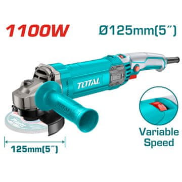 Total One-Stop Tools Električna kutna brusilica 1100W, 12000rpm/125mm/ INDUSTRIAL (TG110125565E)