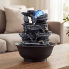Costway Unutarnji fontana Zen Cascade 21,5x26 cm crna s šarenim LED svjetlom i tihom pumpom