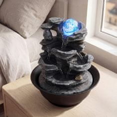 Costway Unutarnji fontana Zen Cascade 21,5x26 cm crna s šarenim LED svjetlom i tihom pumpom