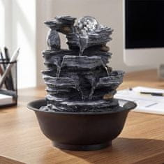 Costway Unutarnji fontana Zen Cascade 21,5x26 cm crna s šarenim LED svjetlom i tihom pumpom