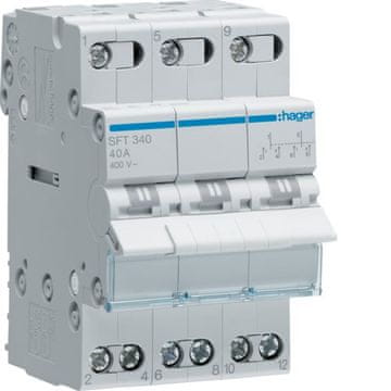 power Hager SFT340 sklopka za napajanje, 40A, 3P, I-0-II, 3M, 400V AC