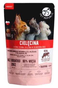 PET PET REPUBLIC Adult Finely chopped veal - mokra hrana za mačke - 100 g