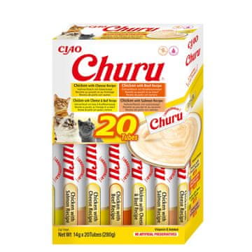 Inaba INABA Churu Raznolika kutija Piletina i govedina - Poslastica za mačke - 20 x 14g