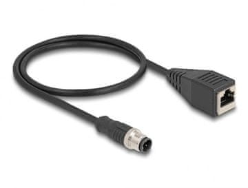 Delock DeLOCK M12 Adapter kabel D-kodiran, 4-pinski muški na RJ45 ženski, 50 cm